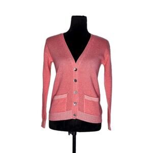 Pure Collection 100% Cashmere Pink Cardigan Women’s Sz 0 Button Front Soft Knit